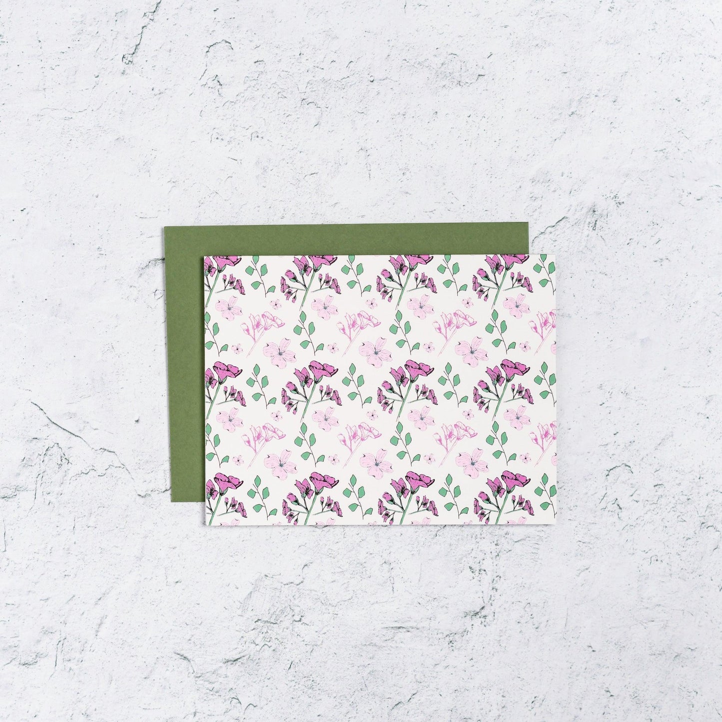 Purple floral notecard set