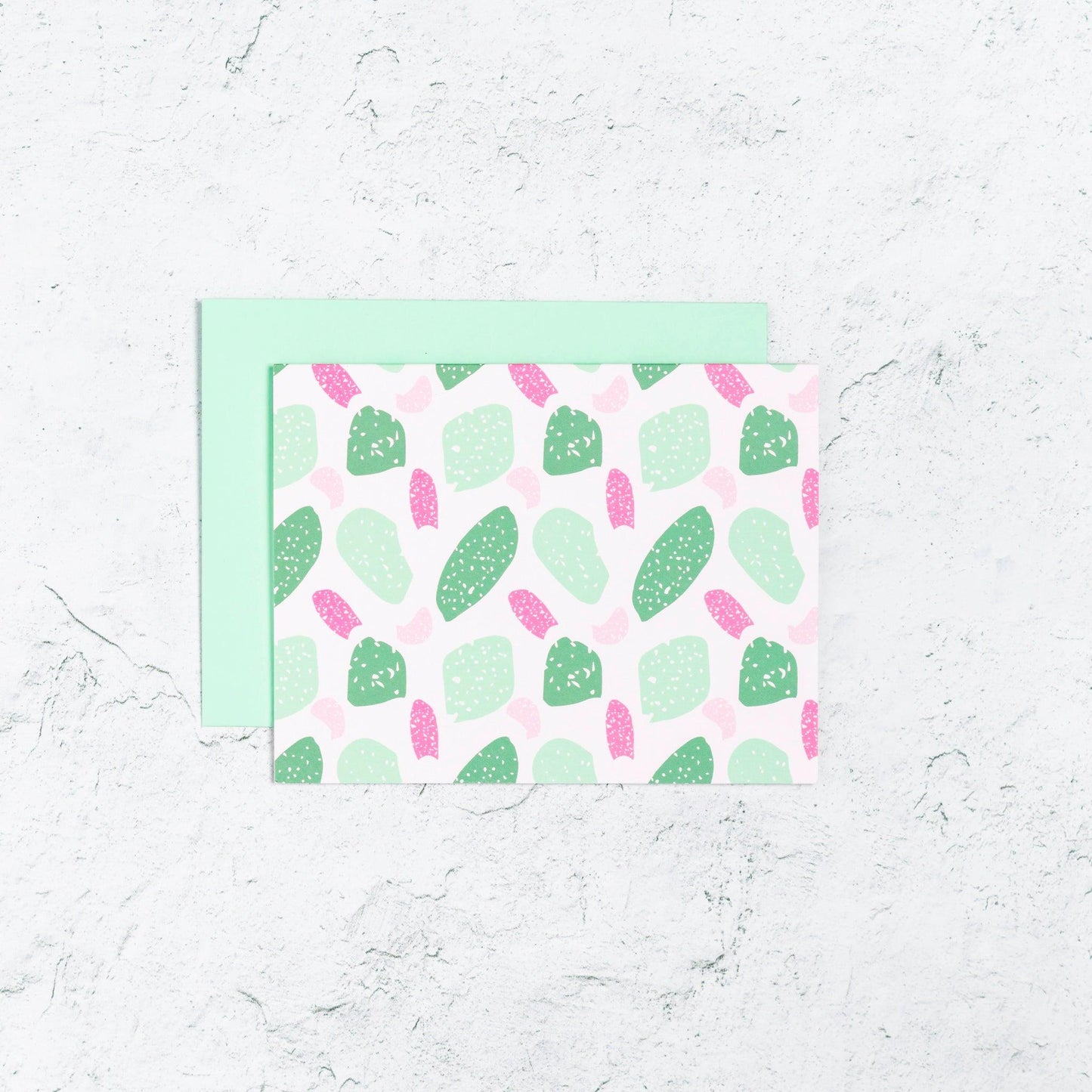 Terrazzo Style Notecard Set in Pink and Green