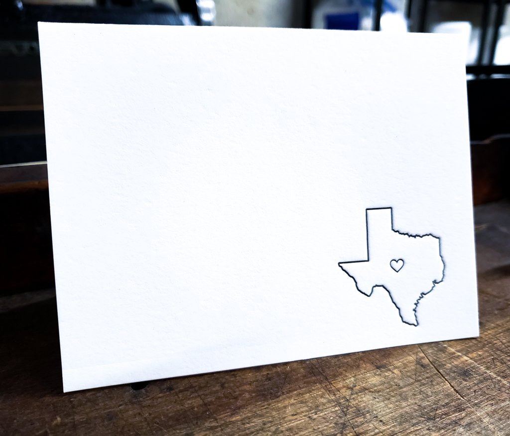 State Icon Letterpress Card Texas