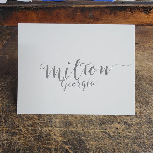 Personalized City/State Folded Letterpress Notecards - Sold in Sets of 25 - With Love Paperie