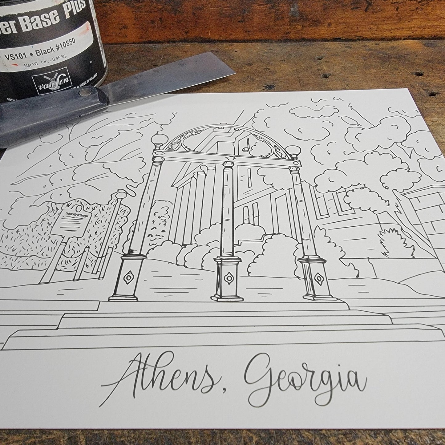 Athens Georgia Letterpress Print - With Love Paperie