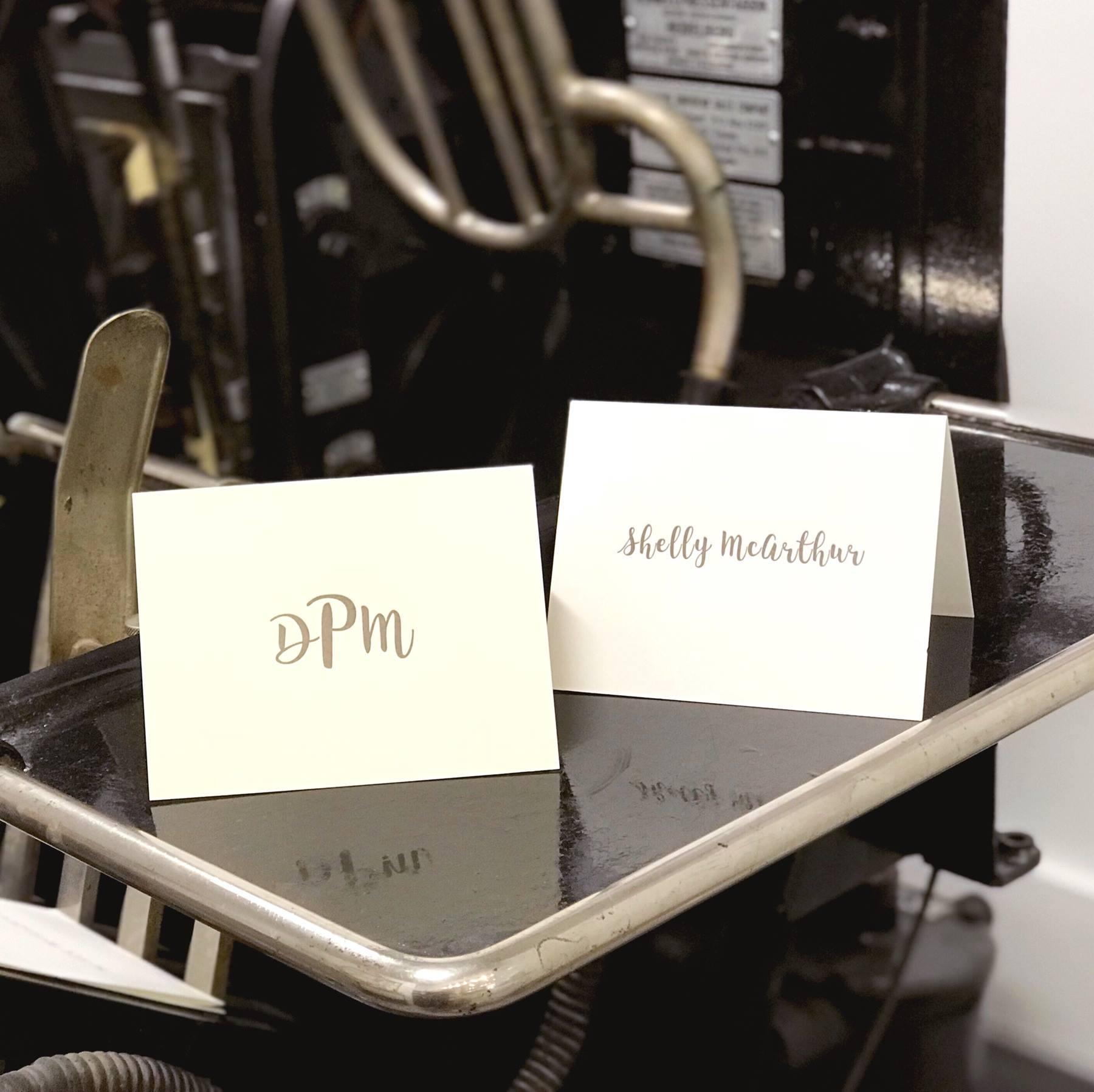 Personalized Flat Letterpress Notecards - Sold in Sets of 25 - With Love Paperie
