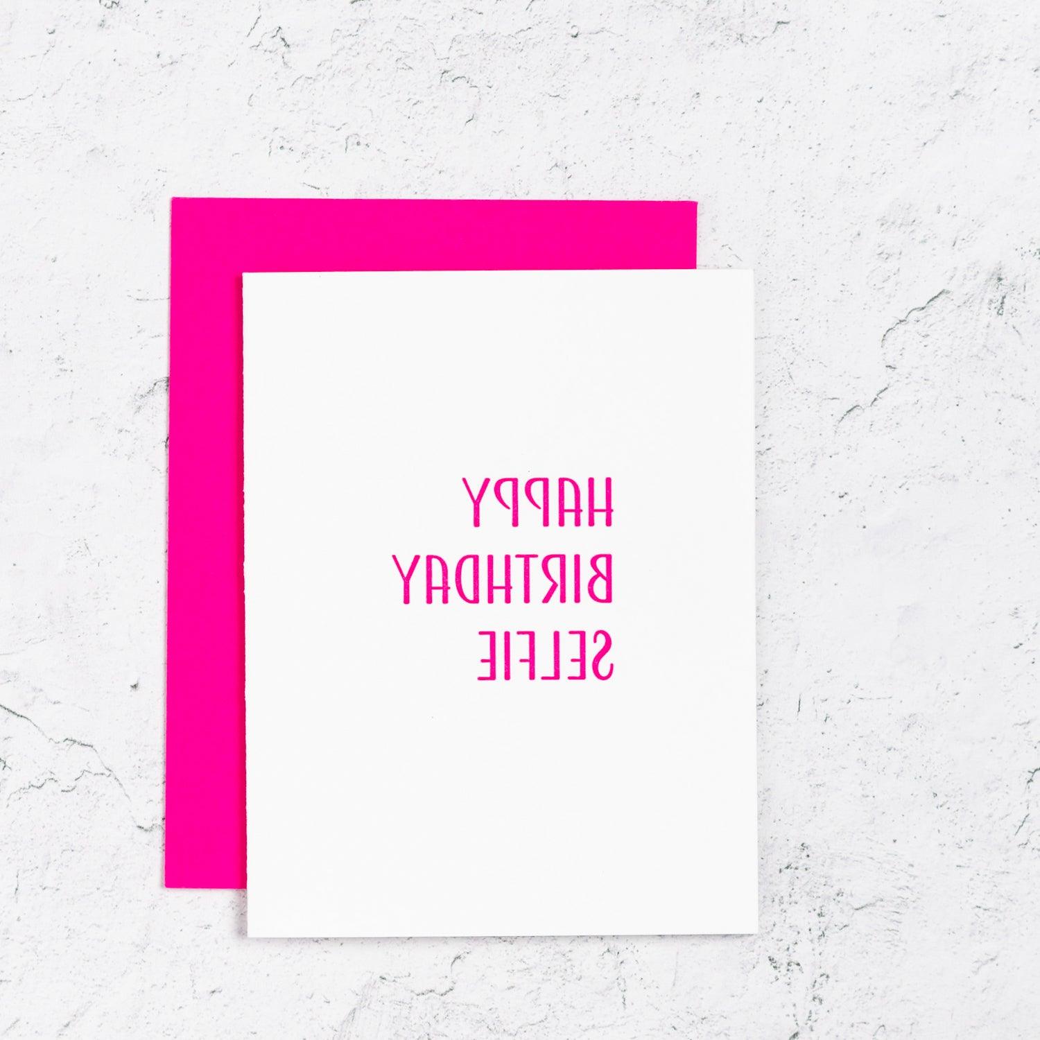 Happy Birthday Selfie Letterpress Card