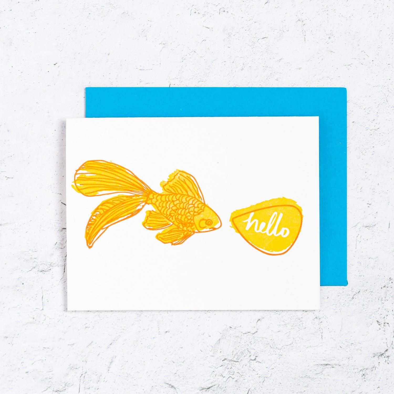 Goldfish Hello Letterpress Card