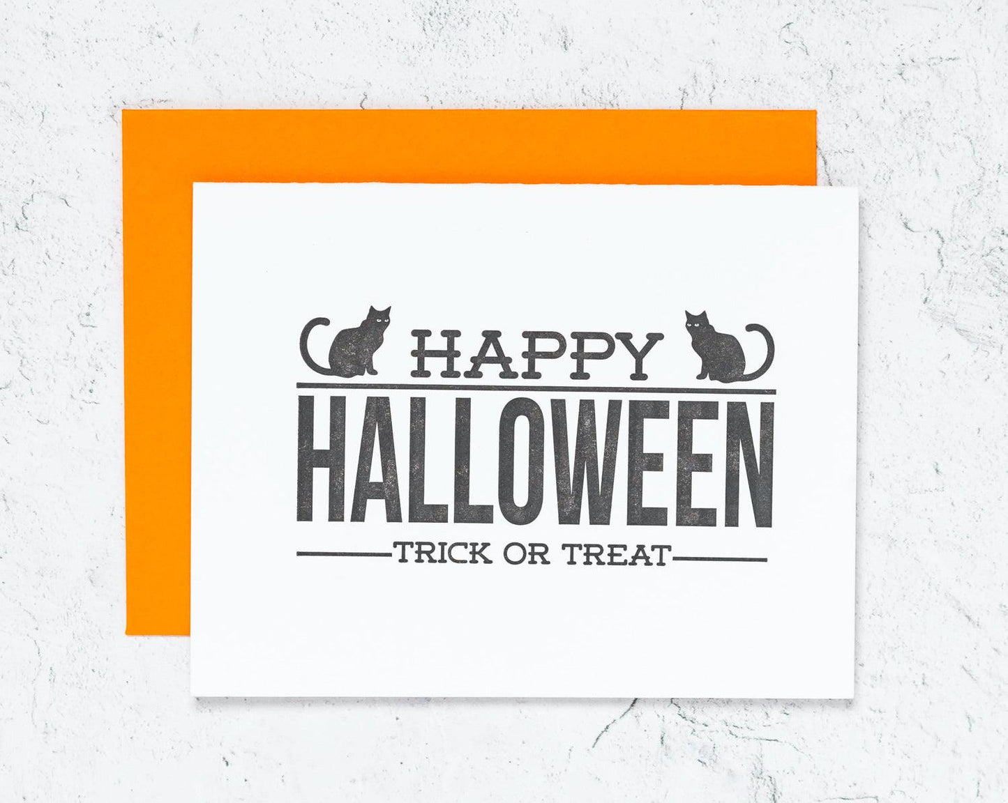 Happy Halloween Letterpress Card With Cats  Edit alt text