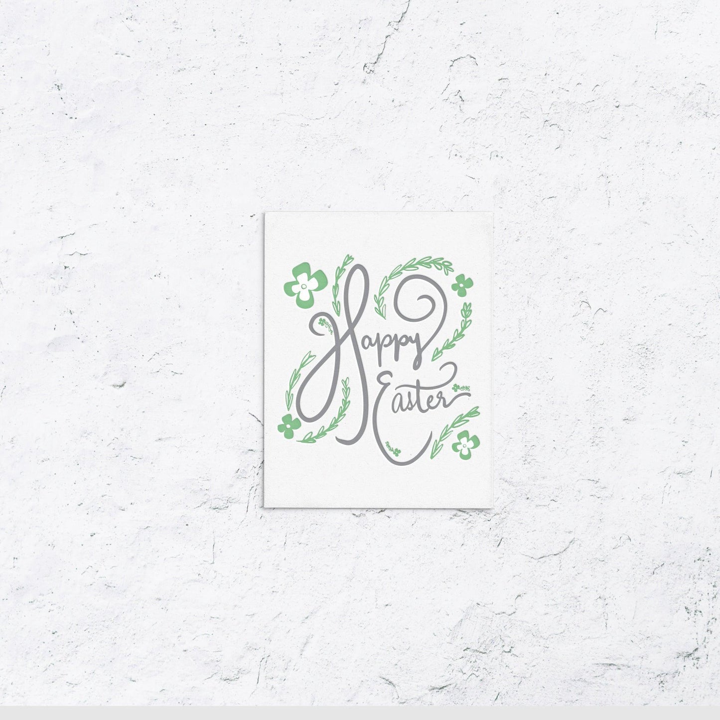 Happy Easter Greenery Letterpress Card - With Love Paperie