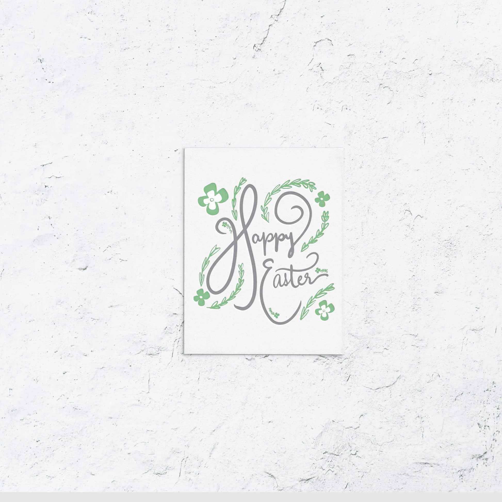 Happy Easter Greenery Letterpress Card - With Love Paperie