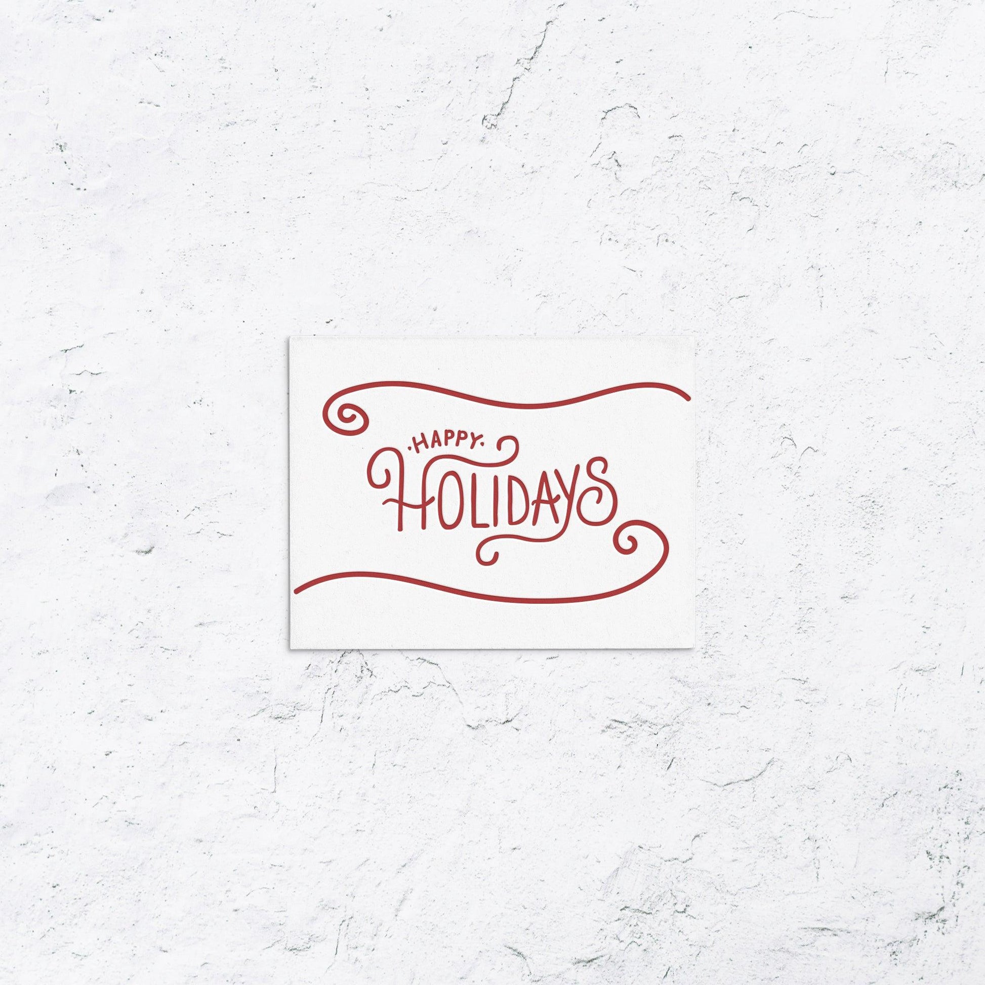 Happy Holidays Swirl Letterpress Boxed Cards - With Love Paperie