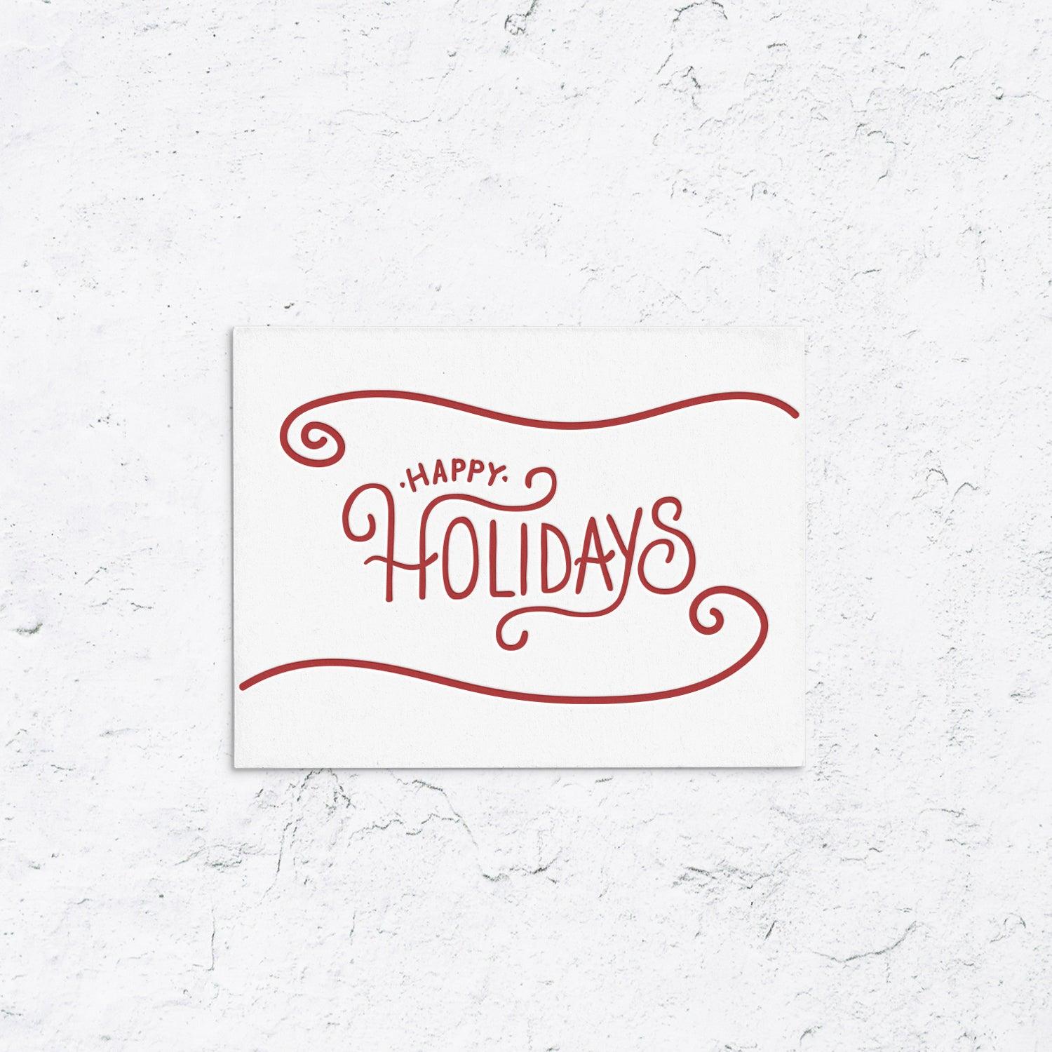 Happy Holidays Swirl Letterpress Boxed Cards - With Love Paperie