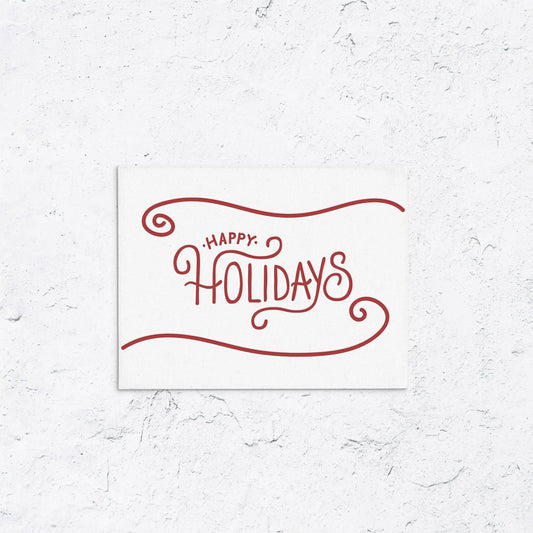 Happy Holidays Swirl Letterpress Boxed Cards - With Love Paperie