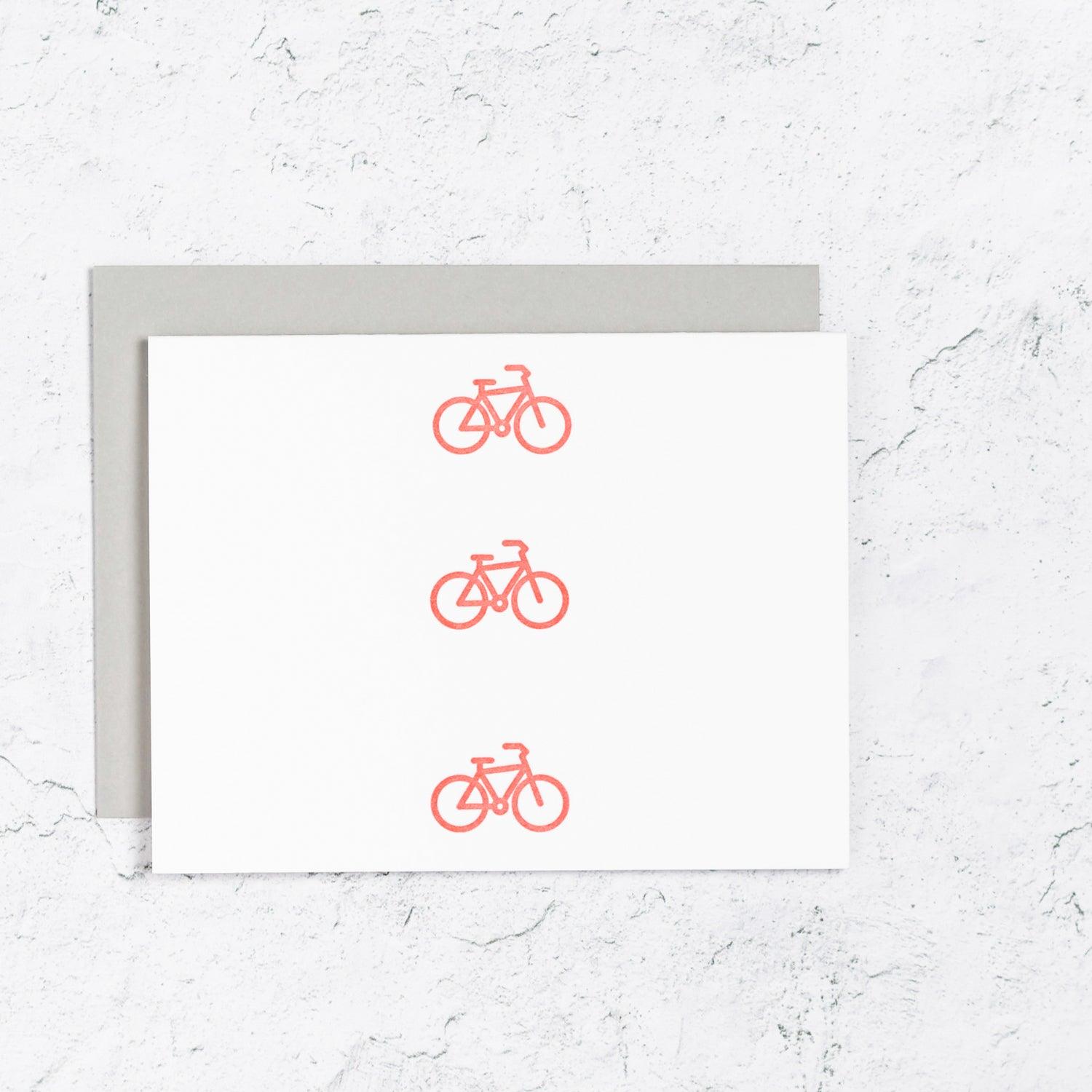 Bike notecard set with letterpress cards