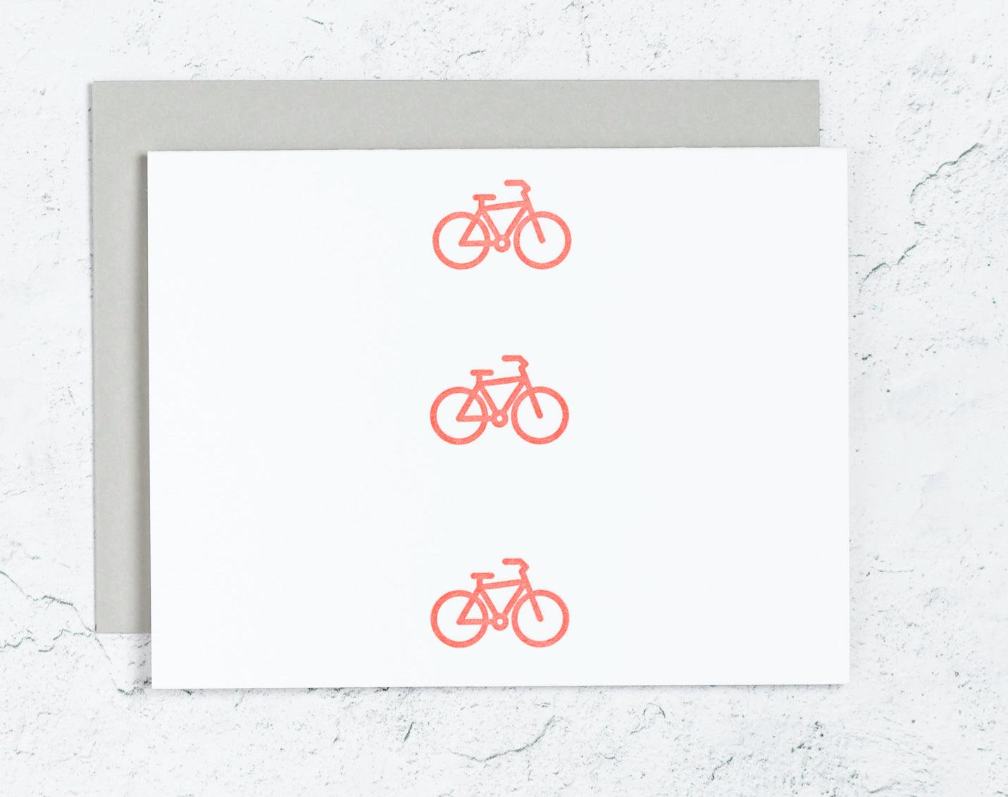 Bike notecard set with letterpress cards