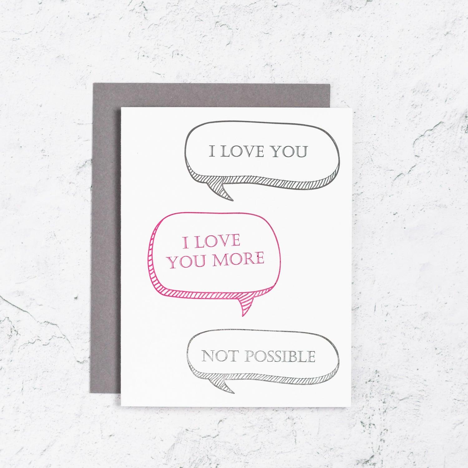 Text I love You Letterpress Card