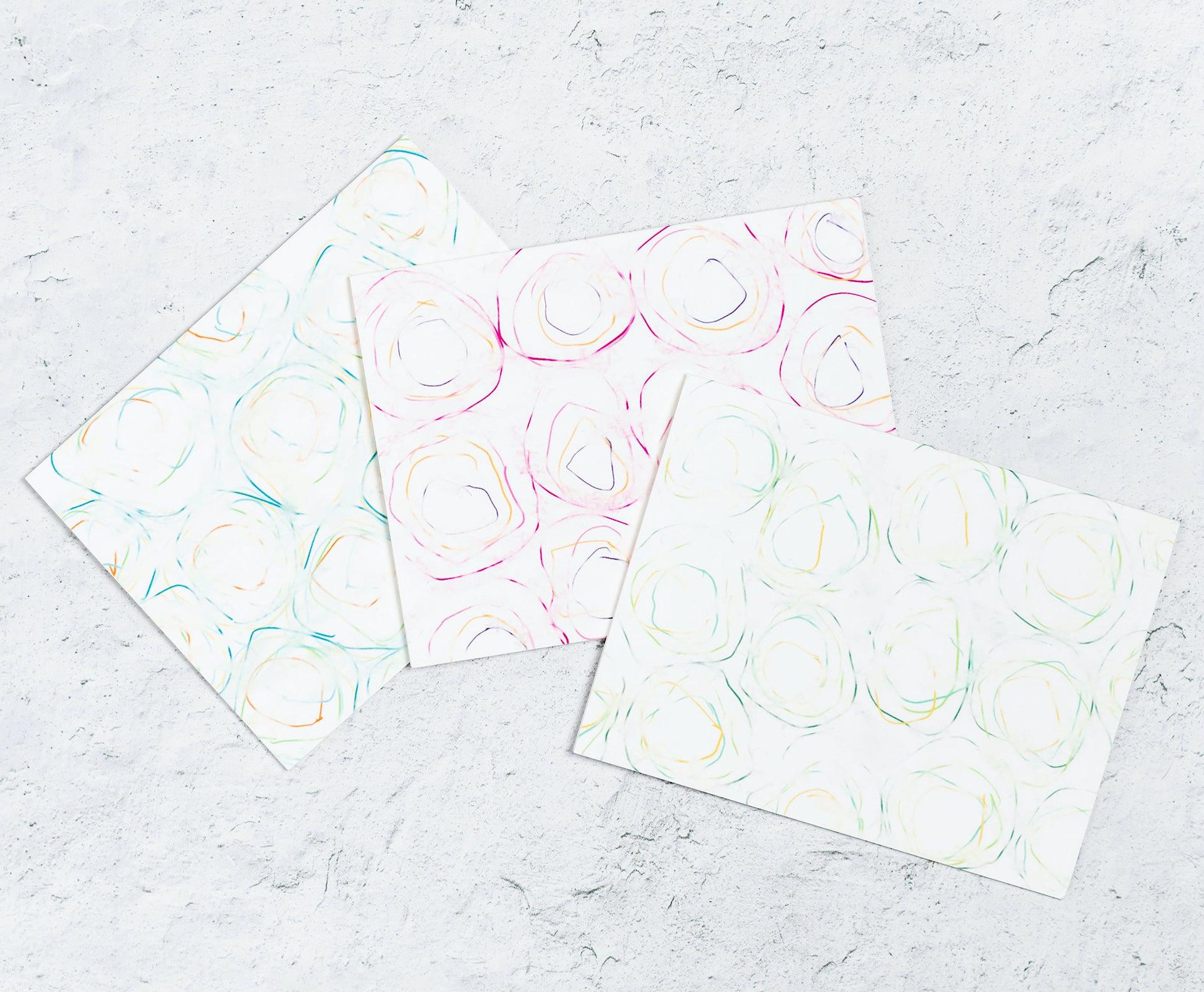 Swirl Notecards Set of 12 with 3 designs
