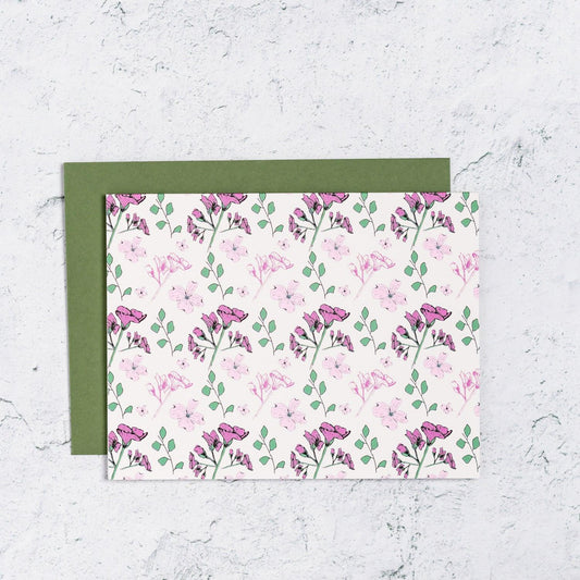 Purple floral notecard set