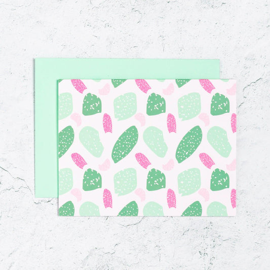Terrazzo Style Notecard Set in Pink and Green  Edit alt text