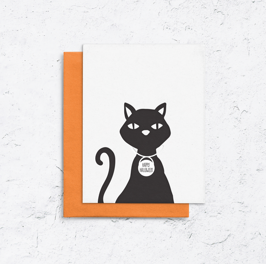 Black Cat Halloween Card Box Set of 10