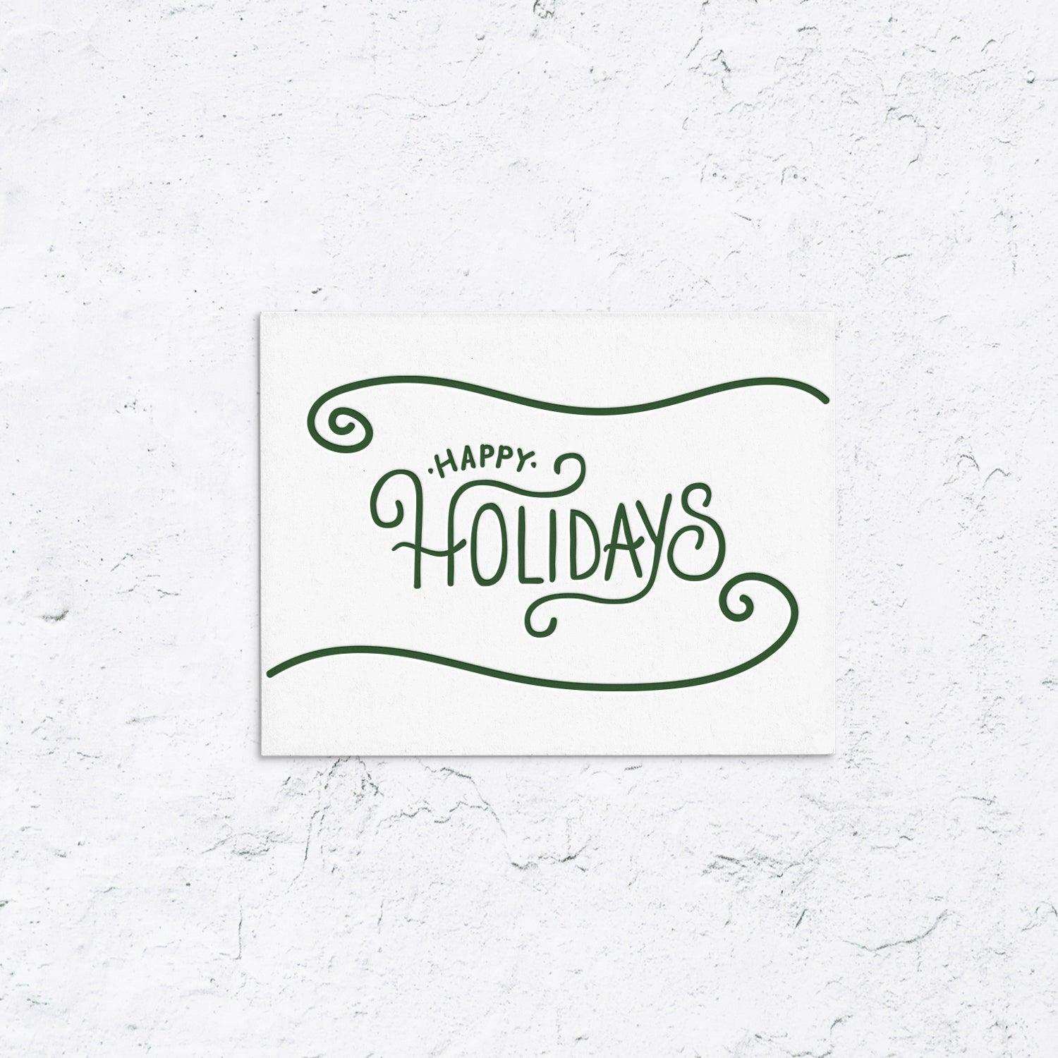 Happy Holidays Swirl Letterpress Boxed Cards - With Love Paperie