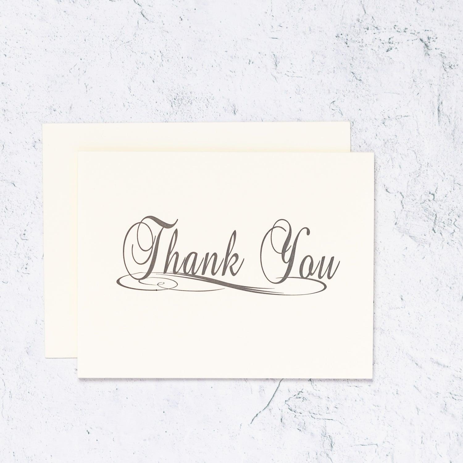 Traditional Thank You Letterpress Card - Ivory