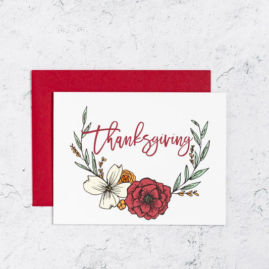 Thanksgiving Card With Floral Wreath