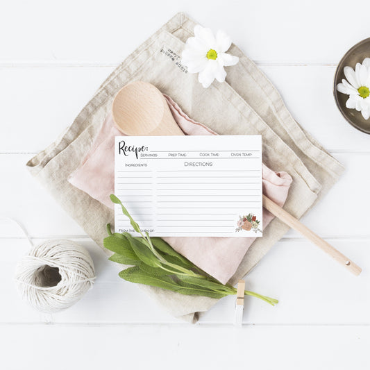 Floral Recipe Card Digital Download - With Love A Paperie